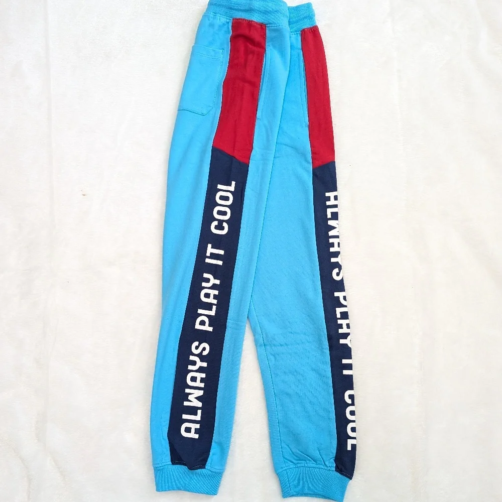 Boys’ Sky Blue Colorblock Joggers – Sporty & Cool 5T 6/7 8/9 12/14